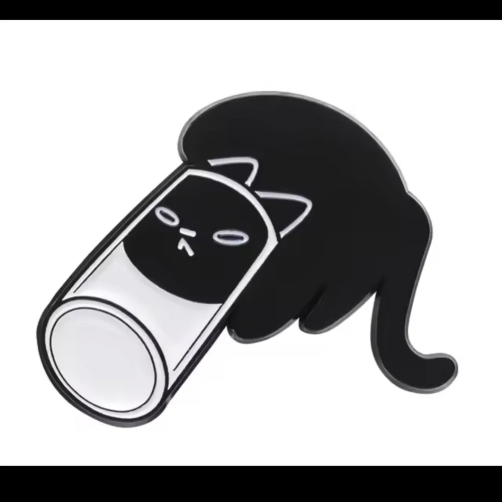 Black and White Cat-Themed Pet Toy Enamel Pin Funny